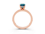 Emerald Cut Blue Topaz Milgrain Pavé Engagement Ring in Rose gold with Prong Setting_3