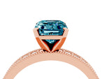 Emerald Cut Blue Topaz Milgrain Pavé Engagement Ring in Rose gold with Prong Setting_4