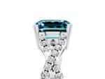 Emerald Cut Blue Topaz Solitaire Ring in Platinum with Interwoven Pavé Band and Prong Setting_11
