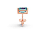Emerald Cut Blue Topaz Stud Earrings in Rose gold with Basket Setting_2