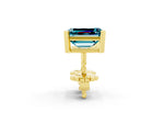 Emerald Cut Blue Topaz Stud Earrings in Yellow gold with Basket Setting_2