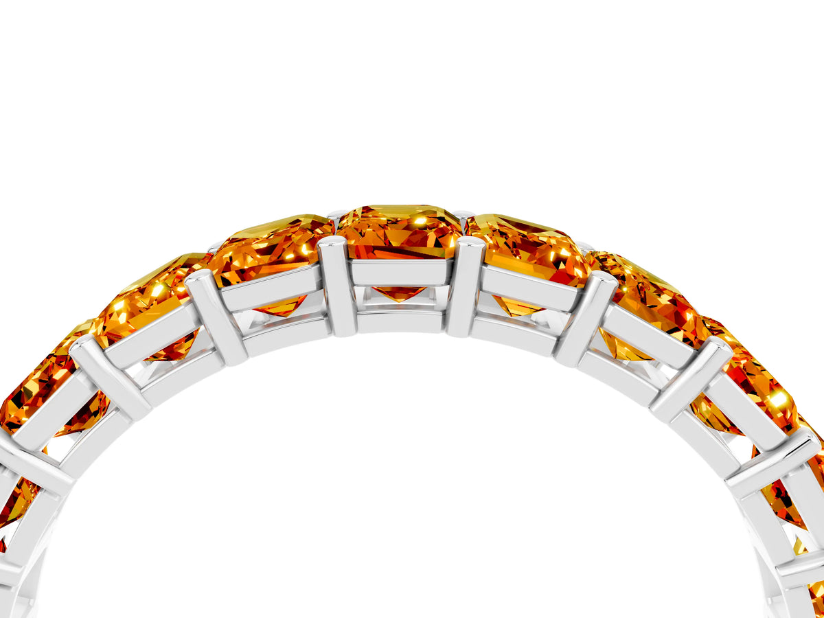Emerald Cut Citrine Eternity Band in Platinum with Aligned Shared Prong Setting_4