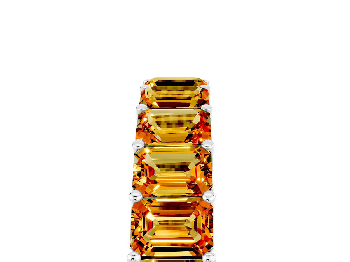 Emerald Cut Citrine Eternity Band in Platinum with Aligned Shared Prong Setting_5
