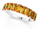 Emerald Cut Citrine Eternity Band in Platinum with Prong Setting_1