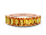 Emerald Cut Citrine Eternity Band in Rose gold with Prong Setting