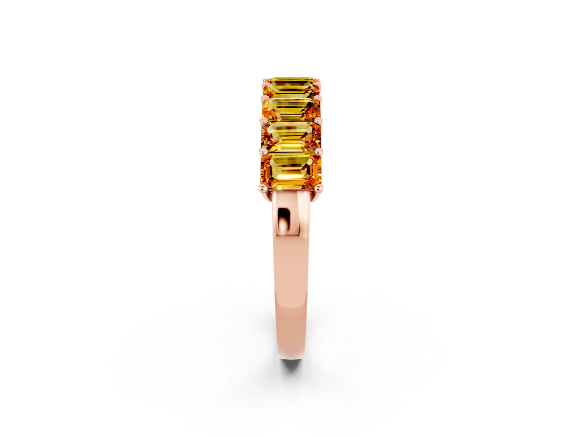 Emerald Cut Citrine Eternity Band in Rose gold with Prong Setting_2