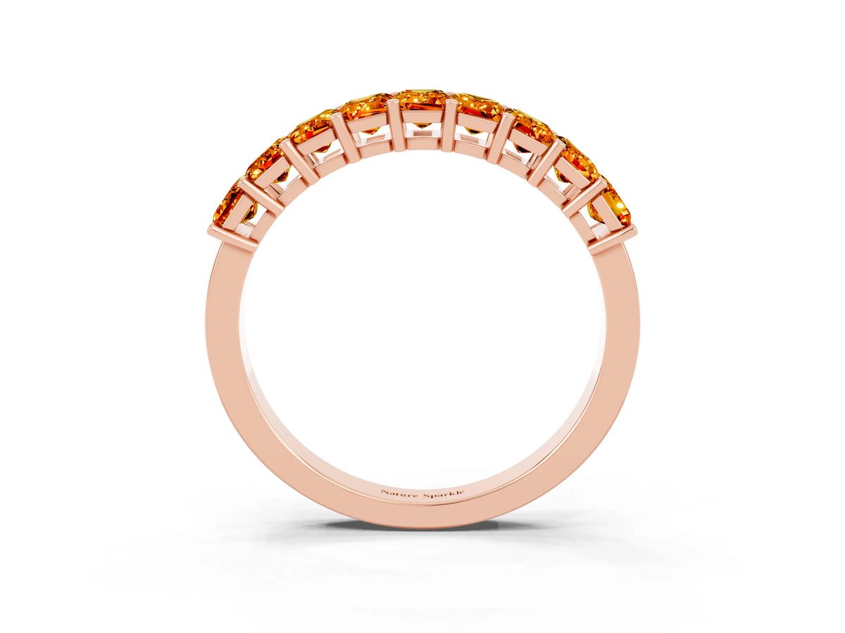 Emerald Cut Citrine Eternity Band in Rose gold with Prong Setting_3