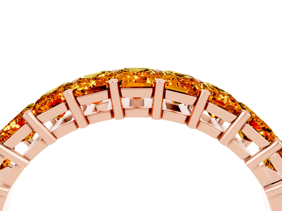 Emerald Cut Citrine Eternity Band in Rose gold with Prong Setting_4