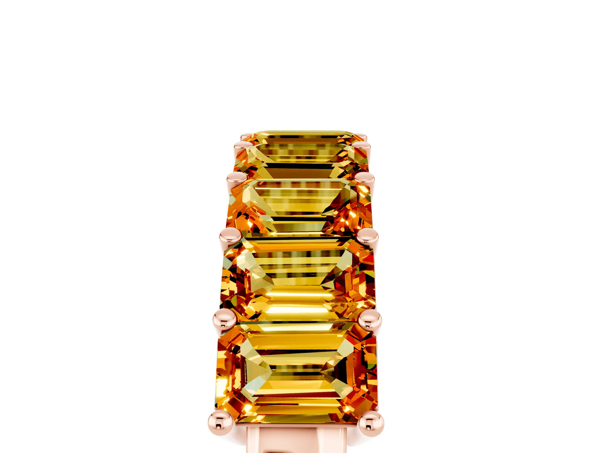 Emerald Cut Citrine Eternity Band in Rose gold with Prong Setting_5