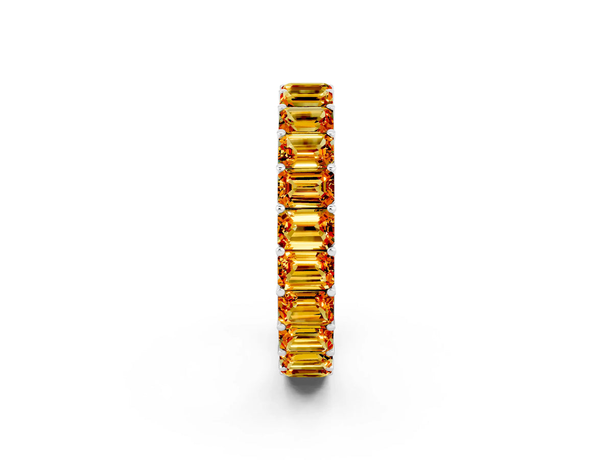 Emerald Cut Citrine Eternity Band in Silver with Aligned Shared Prong Setting_2