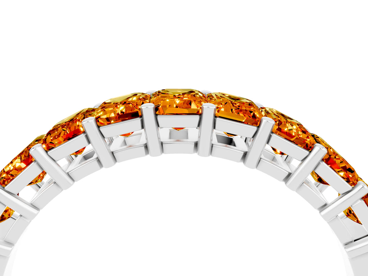 Emerald Cut Citrine Eternity Band in Silver with Prong Setting_4