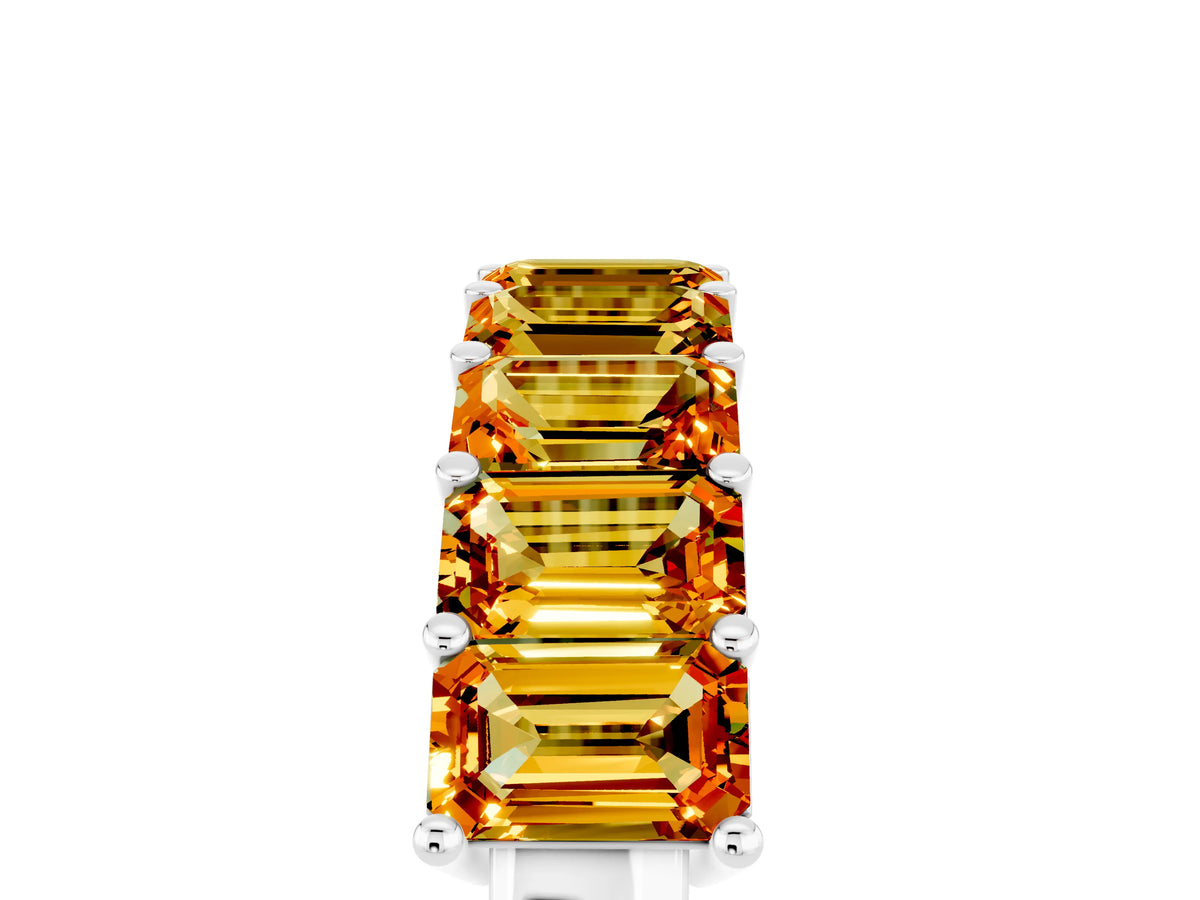 Emerald Cut Citrine Eternity Band in Silver with Prong Setting_5