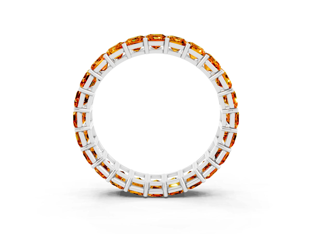 Emerald Cut Citrine Eternity Band in White gold with Aligned Shared Prong Setting_3
