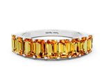 Emerald Cut Citrine Eternity Band in White gold with Prong Setting