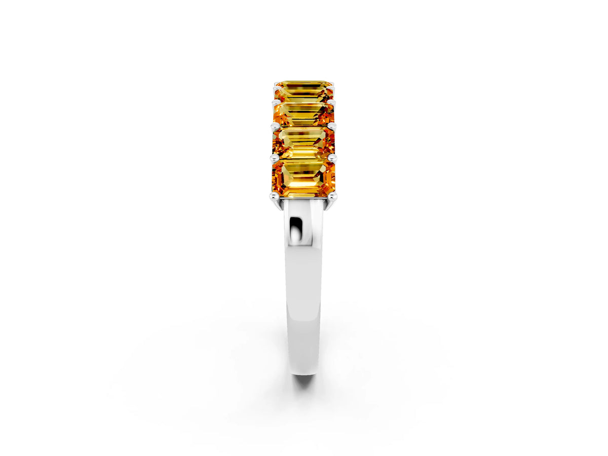 Emerald Cut Citrine Eternity Band in White gold with Prong Setting_2