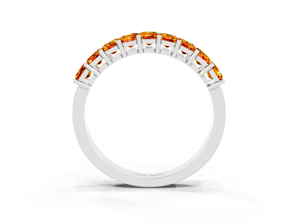 Emerald Cut Citrine Eternity Band in White gold with Prong Setting_3