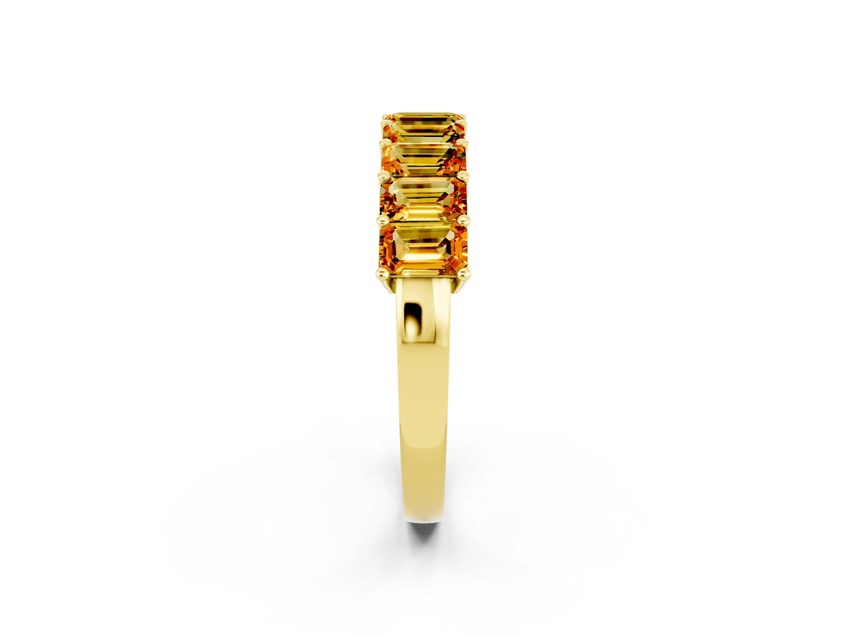 Emerald Cut Citrine Eternity Band in Yellow gold with Prong Setting_2