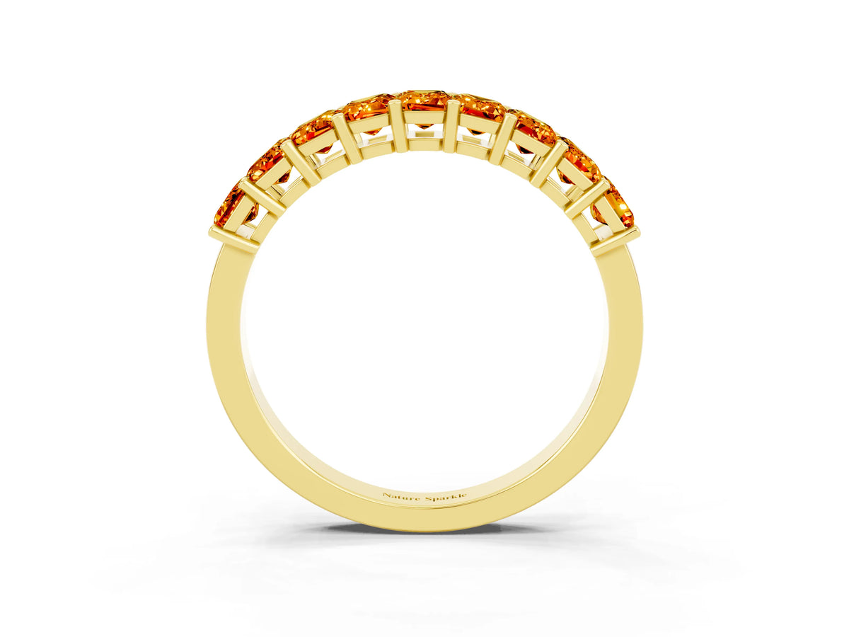 Emerald Cut Citrine Eternity Band in Yellow gold with Prong Setting_3