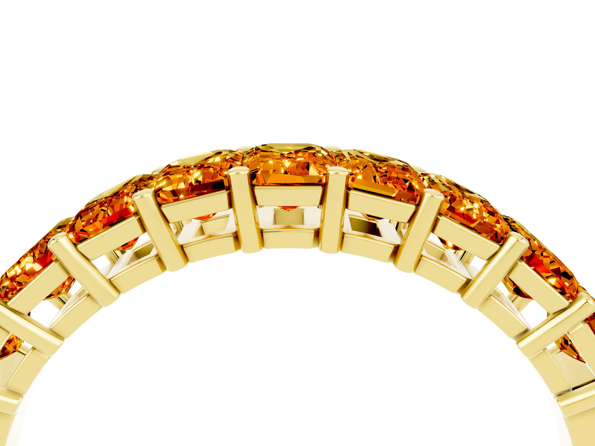 Emerald Cut Citrine Eternity Band in Yellow gold with Prong Setting_4