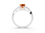 Emerald Cut Citrine Solitaire Ring in Platinum with Interwoven Pavé Band and Prong Setting_9