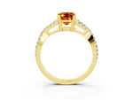 Emerald Cut Citrine Solitaire Ring in Yellow gold with Interwoven Pavé Band and Prong Setting_3