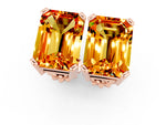 Emerald Cut Citrine Stud Earrings in Rose gold with Basket Setting_1
