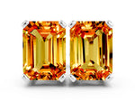 Emerald Cut Citrine Stud Earrings in White gold with Basket Setting