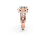 Emerald Cut Diamond Halo Engagement Ring in Rose gold with Triple-Row Round Band_20