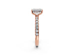 Emerald Cut Diamond Hidden Halo Engagement Ring in Rose gold with Round Pavé Band_14