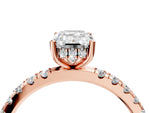 Emerald Cut Diamond Hidden Halo Engagement Ring in Rose gold with Round Pavé Band_16