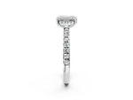 Emerald Cut Diamond Hidden Halo Engagement Ring in White gold with Round Pavé Band_14