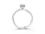 Emerald Cut Diamond Hidden Halo Engagement Ring in White gold with Round Pavé Band_15