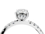 Emerald Cut Diamond Hidden Halo Engagement Ring in White gold with Round Pavé Band_16