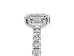 Emerald Cut Diamond Hidden Halo Engagement Ring in White gold with Round Pavé Band_17