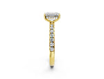Emerald Cut Diamond Hidden Halo Engagement Ring in Yellow gold with Round Pavé Band_20