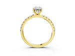 Emerald Cut Diamond Hidden Halo Engagement Ring in Yellow gold with Round Pavé Band_21
