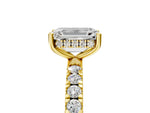Emerald Cut Diamond Hidden Halo Engagement Ring in Yellow gold with Round Pavé Band_23