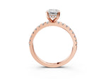 Emerald Cut Diamond Hidden Halo Solitaire Ring in Rose gold with Round Pavé Band and Prong Setting_27
