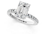Emerald Cut Diamond Hidden Halo Solitaire Ring in White gold with Round Pavé Band and Prong Setting_37