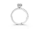 Emerald Cut Diamond Hidden Halo Solitaire Ring in White gold with Round Pavé Band and Prong Setting_39