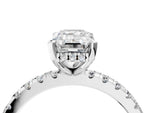 Emerald Cut Diamond Hidden Halo Solitaire Ring in White gold with Round Pavé Band and Prong Setting_40