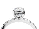 Emerald Cut Diamond Hidden Halo Solitaire Ring in White gold with Round Pavé Band and Prong Setting_46