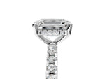 Emerald Cut Diamond Hidden Halo Solitaire Ring in White gold with Round Pavé Band and Prong Setting_47
