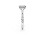 Emerald Cut Diamond Hidden Halo Solitaire Ring in White gold with Round Pavé Band and Prong Setting_50