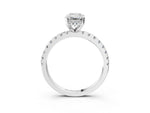 Emerald Cut Diamond Hidden Halo Solitaire Ring in White gold with Round Pavé Band and Prong Setting_51