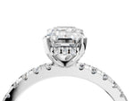 Emerald Cut Diamond Hidden Halo Solitaire Ring in White gold with Round Pavé Band and Prong Setting_52