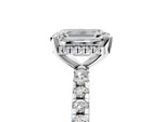 Emerald Cut Diamond Hidden Halo Solitaire Ring in White gold with Round Pavé Band and Prong Setting_64