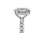 Emerald Cut Diamond Hidden Halo Solitaire Ring in White gold with Round Pavé Band and Prong Setting_89