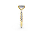 Emerald Cut Diamond Hidden Halo Solitaire Ring in Yellow gold with Round Pavé Band and Prong Setting_38