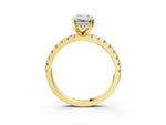 Emerald Cut Diamond Hidden Halo Solitaire Ring in Yellow gold with Round Pavé Band and Prong Setting_39